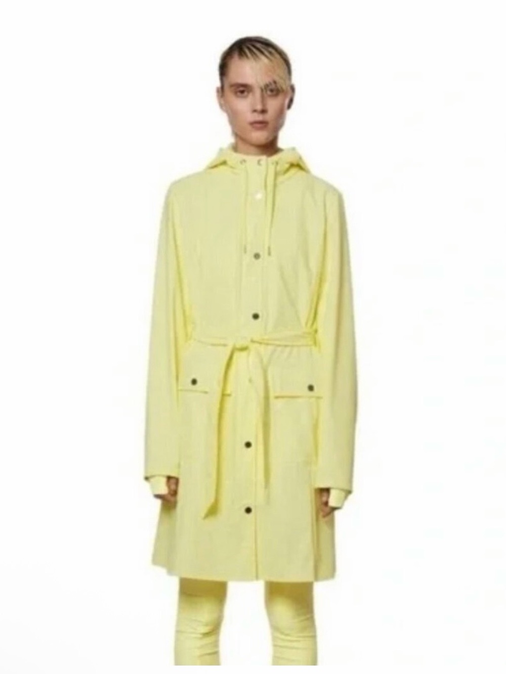RAINS Curve Women’s Yellow Zip And Snap Closure Jacket Size Small NWT